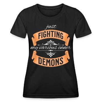 Fighting my inner Demons für dunkle Hintergründe - Frauen Funktions-T-Shirt - Schwarz - Vorne - AI Model Female 172 light (172cm)
