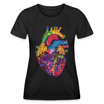 Anatomisches Herz Kunst Bunt - Frauen Funktions-T-Shirt - Schwarz - Vorne - AI Model Female 172 light (172cm)