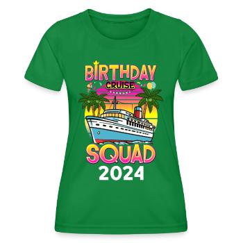 Birthday Cruise Squad 2024 - Frauen Funktions-T-Shirt - Kelly Green - Vorne - AI Model Female 172 dark (172cm)
