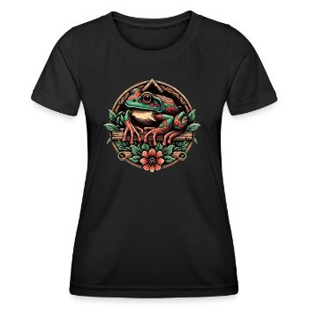 Grenouille esthétique cottagecore - T-shirt sport Femme - noir - Devant - AI Model Female 172 light (172cm)