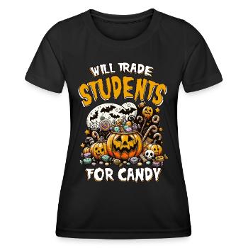 Échangera des étudiants contre des bonbons - T-shirt sport Femme - noir - Devant - AI Model Female 172 light (172cm)