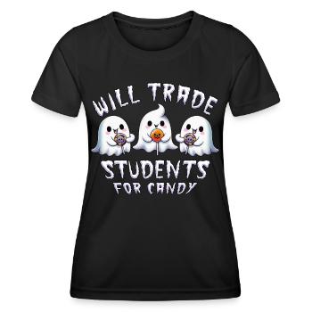 Échangera des étudiants contre des bonbons - T-shirt sport Femme - noir - Devant - AI Model Female 172 light (172cm)