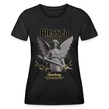 Engel Mächtiges Streetwear-Design - Frauen Funktions-T-Shirt - Schwarz - Vorne - AI Model Female 172 light (172cm)