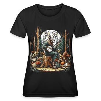 Vintage Wendigo Cryptid Camping - Frauen Funktions-T-Shirt - Schwarz - Vorne - AI Model Female 172 light (172cm)
