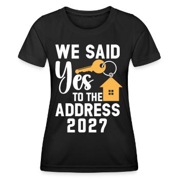 Nous avons dit à l’adresse 2027 - T-shirt sport Femme - noir - Devant - AI Model Female 172 light (172cm)