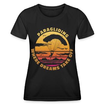 Paragliding – Where Dreams Take Off - Women's Functional T-Shirt - black - Front - AI Model Female 172 light (172cm)