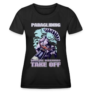 Paragliding – Where Dreams Take Off - Women's Functional T-Shirt - black - Front - AI Model Female 172 light (172cm)
