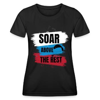 Soar Above the Rest – Paragliding Design - Women's Functional T-Shirt - black - Front - AI Model Female 172 light (172cm)