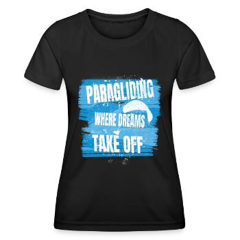 Paragliding – Where Dreams Take Off - Women's Functional T-Shirt - black - Front - AI Model Female 172 light (172cm)
