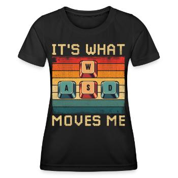 WASD It's What Moves Me - Frauen Funktions-T-Shirt - Schwarz - Vorne - AI Model Female 172 light (172cm)
