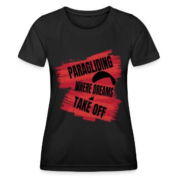 Paragliding – Where Dreams Take Off - Women's Functional T-Shirt - black - Front - AI Model Female 172 light (172cm)