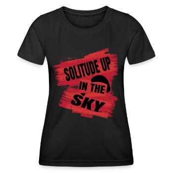 Solitude dans le ciel – Parapente Serenity - T-shirt sport Femme - noir - Devant - AI Model Female 172 light (172cm)