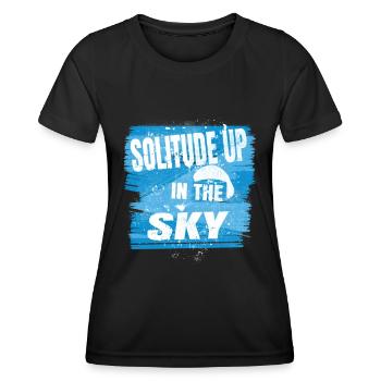 Solitude dans le ciel – Parapente Serenity - T-shirt sport Femme - noir - Devant - AI Model Female 172 light (172cm)