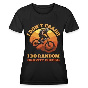 I don't crash – Random Gravity Checks - Frauen Funktions-T-Shirt - Schwarz - Vorne - AI Model Female 172 light (172cm)