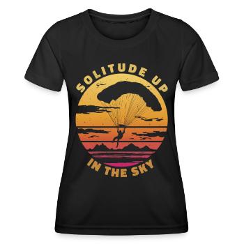 Solitude dans le ciel - Parapente Spruch - T-shirt sport Femme - noir - Devant - AI Model Female 172 light (172cm)