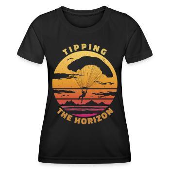 Tipping the Horizon - Paragliding Saying - Women's Functional T-Shirt - black - Front - AI Model Female 172 light (172cm)