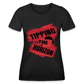 Tipping the Horizon - Paragliding Saying - Women's Functional T-Shirt - black - Front - AI Model Female 172 light (172cm)