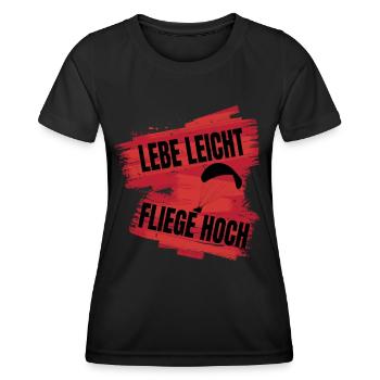Vivre léger, voler haut - Le dicton du parapente - T-shirt sport Femme - noir - Devant - AI Model Female 172 light (172cm)