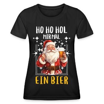 Weihnachtsmann Bier Saufen Alkohol Weihnachten - Frauen Funktions-T-Shirt - Schwarz - Vorne - AI Model Female 172 light (172cm)
