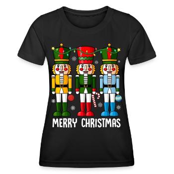Merry Christmas - Frauen Funktions-T-Shirt - Schwarz - Vorne - AI Model Female 172 light (172cm)