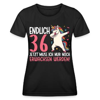 Finally 36 Now just growing up - Women's Functional T-Shirt - black - Front - AI Model Female 172 light (172cm)