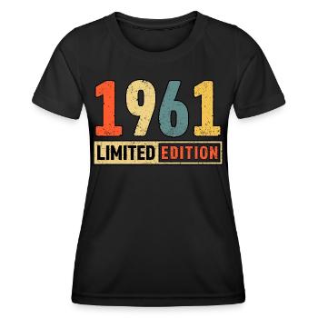 Edition limitée 1961 - T-shirt sport Femme - noir - Devant - AI Model Female 172 light (172cm)