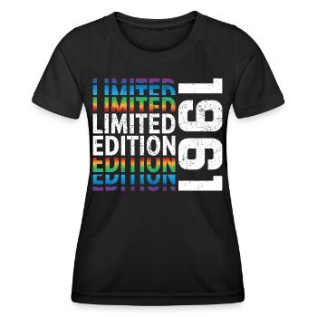 Edition limitée 1961 - T-shirt sport Femme - noir - Devant - AI Model Female 172 light (172cm)
