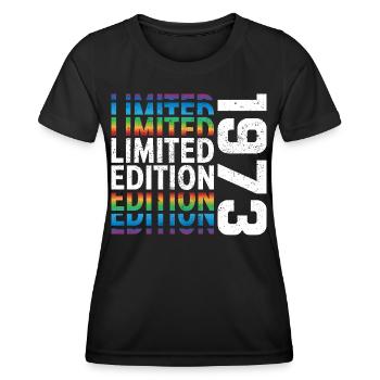 Édition limitée 1973 - T-shirt sport Femme - noir - Devant - AI Model Female 172 light (172cm)