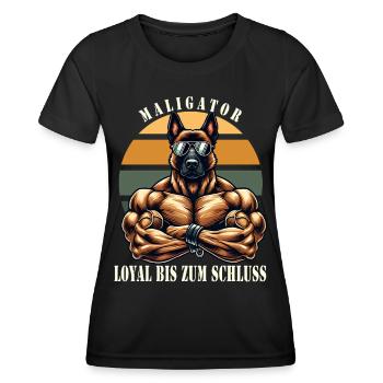 Maligator Loyal bis zum Schluss muskulöser Malinoi - Frauen Funktions-T-Shirt - Schwarz - Vorne - AI Model Female 172 light (172cm)