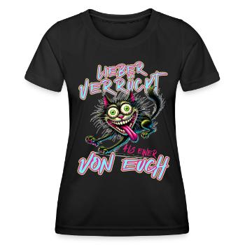 Chat fou Mieux fou que l’un d’entre vous - T-shirt sport Femme - noir - Devant - AI Model Female 172 light (172cm)