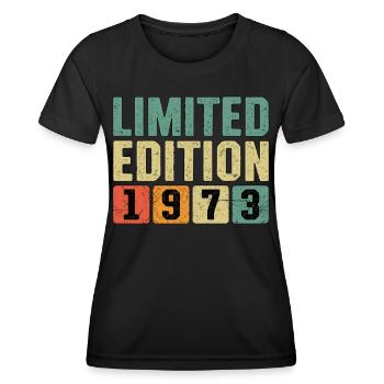 Limited Edition 1973 - Frauen Funktions-T-Shirt - Schwarz - Vorne - AI Model Female 172 light (172cm)