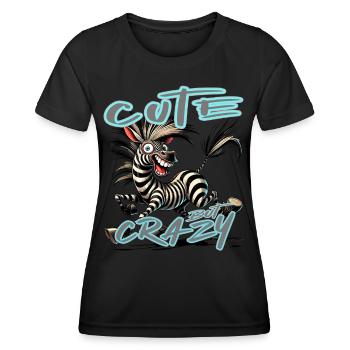 Mignon mais fou zèbre style bande dessinée Motif drôle - T-shirt sport Femme - noir - Devant - AI Model Female 172 light (172cm)