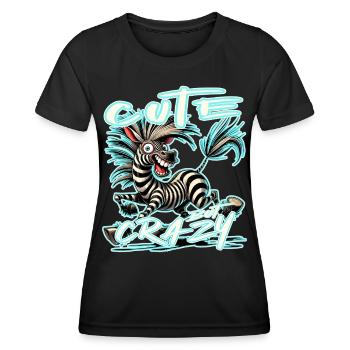 Mignon mais fou zèbre style bande dessinée Motif drôle - T-shirt sport Femme - noir - Devant - AI Model Female 172 light (172cm)