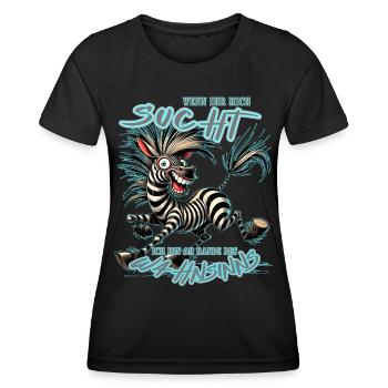 Zèbre Si tu me cherches Folie - T-shirt sport Femme - noir - Devant - AI Model Female 172 light (172cm)