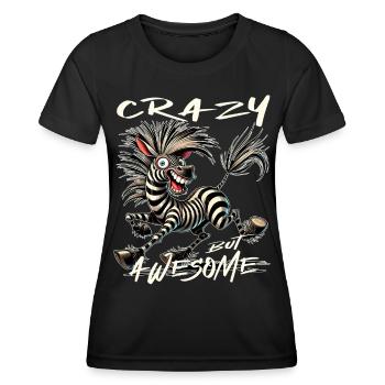 Style de bande dessinée zèbre fou mais génial - T-shirt sport Femme - noir - Devant - AI Model Female 172 light (172cm)