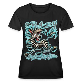 Crazy Zebra Mieux vaut être fou que l’un des - T-shirt sport Femme - noir - Devant - AI Model Female 172 light (172cm)