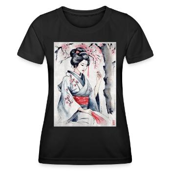 Watercolor Geisha - Women's Functional T-Shirt - black - Front - AI Model Female 172 light (172cm)