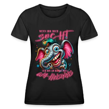 Wenn ihr mich sucht, ich bin am Rande des Wahnsinn - Frauen Funktions-T-Shirt - Schwarz - Vorne - AI Model Female 172 light (172cm)