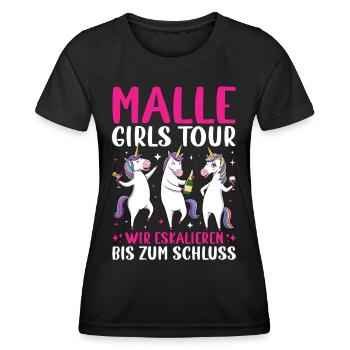 Malle Girls Tour We escalate until the end - Women's Functional T-Shirt - black - Front - AI Model Female 172 light (172cm)