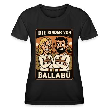 Die Kinder von Ballabü und die lustige Dorf Idylle - Frauen Funktions-T-Shirt - Schwarz - Vorne - AI Model Female 172 light (172cm)