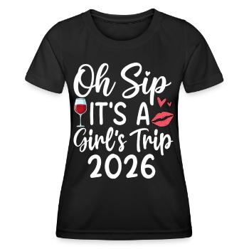 Oh Sip C’est un voyage entre filles 2026 - T-shirt sport Femme - noir - Devant - AI Model Female 172 light (172cm)