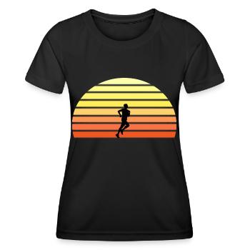 Sunset Running man - Frauen Funktions-T-Shirt - Schwarz - Vorne - AI Model Female 172 light (172cm)