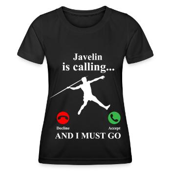 Lancer de lance athlète athlétisme - T-shirt sport Femme - noir - Devant - AI Model Female 172 light (172cm)