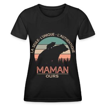 maman ours cadeau t shirt maman ours authentique - T-shirt sport Femme - noir - Devant - AI Model Female 172 light (172cm)