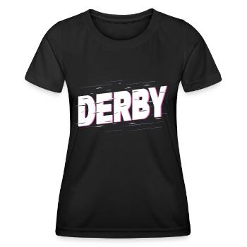 Derby England UK Stadt Schrift Heimat Liebe - Frauen Funktions-T-Shirt - Schwarz - Vorne - AI Model Female 172 light (172cm)