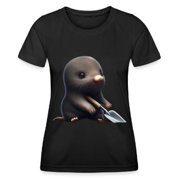 Niedlicher Maulwurf mit Schaufel - Frauen Funktions-T-Shirt - Schwarz - Vorne - AI Model Female 172 light (172cm)