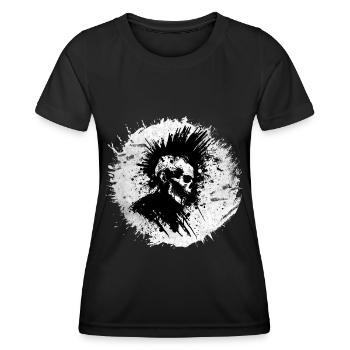 « Echoes of Anarchy » - T-shirt Punk Splatter Portrait - T-shirt sport Femme - noir - Devant - AI Model Female 172 light (172cm)