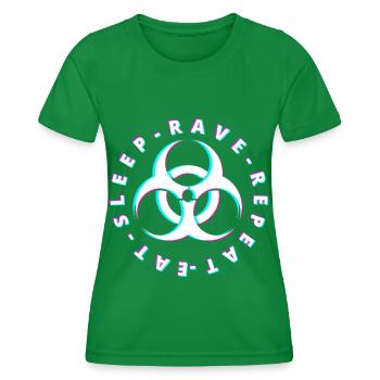 Raver / Rave / Gabber / Speedcore Raver Uptempo - T-shirt sport Femme - vert - Devant - AI Model Female 172 dark (172cm)