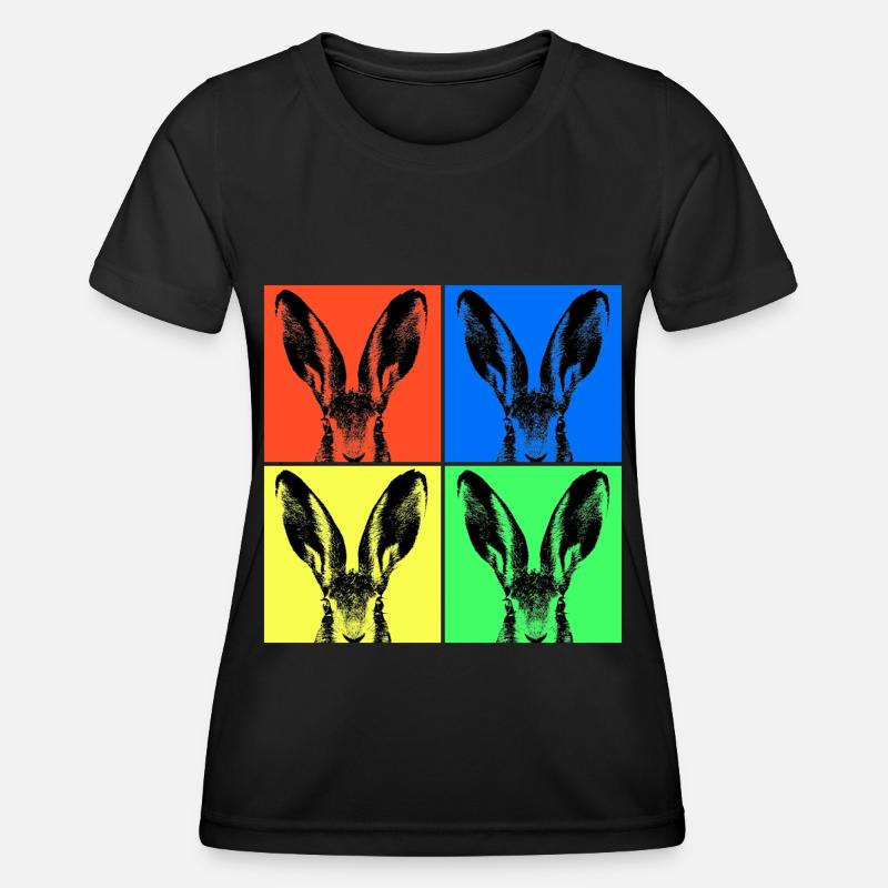 Easter Rabbit Pop Art at Easter for Easter - Women's Functional T-Shirt - black