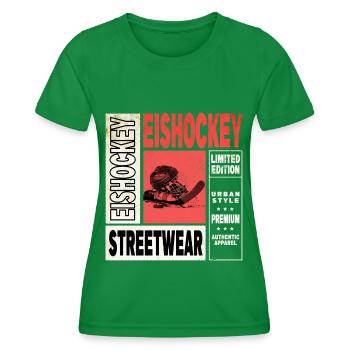 Eishockey Helm Schläger Schlittschuh Vintage Retro - Women's Functional T-Shirt - kelly green - Front - AI Model Female 172 dark (172cm)